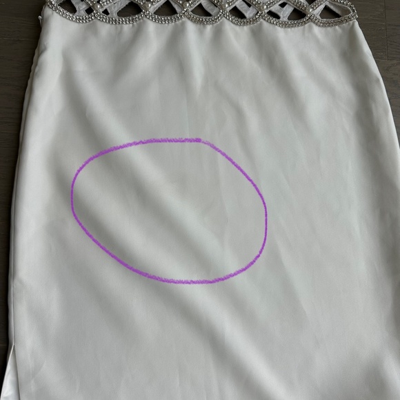 Retrofete SOLENE White Dress Cut Out Pearl Crystal Embellished SMALL - Picture 15 of 15
